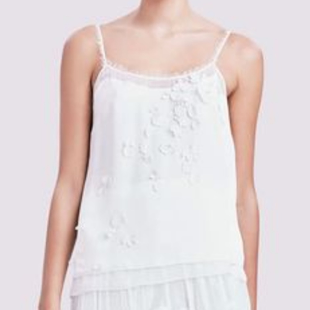 Elle Tahari Sz XL White Floral Top Tank Camisole